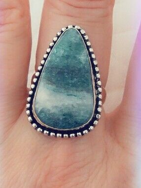Adjustable Gemstone Statement Ring Overlay Sterling Silver Plated